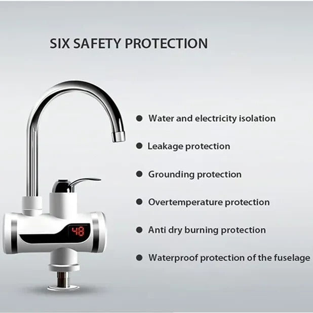 Hot Water Tap Instant Heating Electric Water Heater Faucet – Digital Display with Shower Head for Kitchen & Bathroom