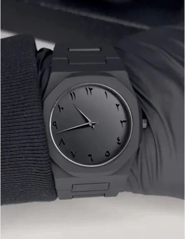 Couple Black AURA Quartz Watch Set – Matching His & Her All-Black Wrist Watches