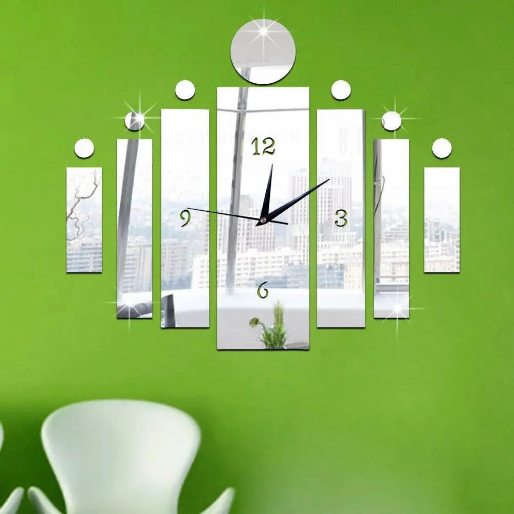 3D Tile Wooden Wall Clock – Decorative Wall Art for Home & Office