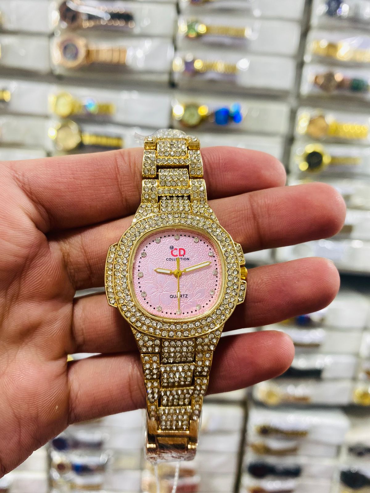 Two-Toned Iced Out Quartz Women’s Watch – Luxury Sparkling Fashion Watch (Without Box)