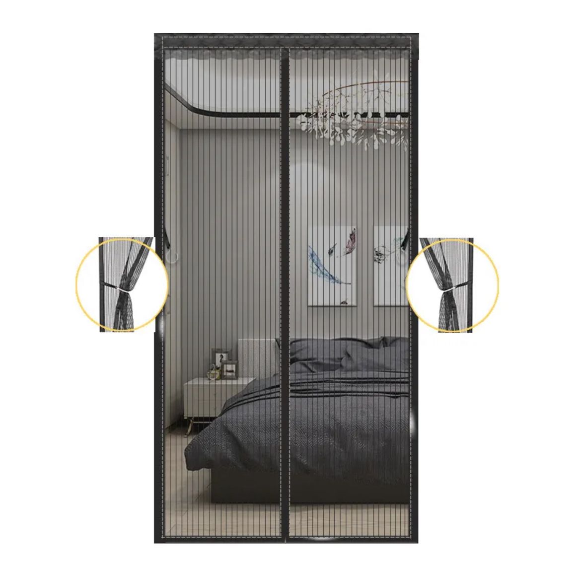 Premium Quality Mosquito Magic Mesh Door Curtain – Hard Box Pack (Black)